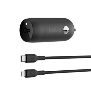 Cargador para Auto Belkin BoostCharge con Cable USB-C a Lightning (30W, Negro) - Imagen 1