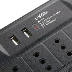 Alargador Interruptor On/Off con 2 USB HALUX 6 Tomas 3 m Negro - Imagen 3
