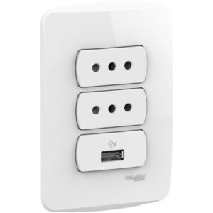 Placa SCHNEIDER ELECTRIC Miluz 2 Enchufe + 1 USB Blanco Armada