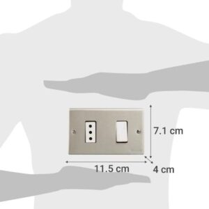 Interruptor BTICINO 9/12 y Tomacorriente 10A Aluminio Oxidal - Imagen 3