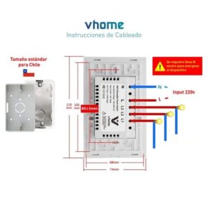 Interruptor Wifi RF VHOME Black Touch, 2 canales. - Imagen 3