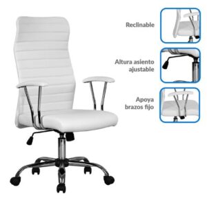 Silla Escritorio Ejecutiva JUST HOME COLLECTION Sezawa Blanco - Imagen 3