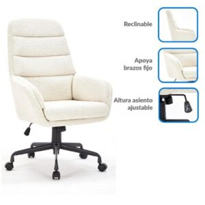 Silla Escritorio Ejecutiva JUST HOME COLLECTION Pascale Blanco - Imagen 3