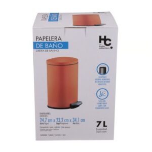 Papelera JUST HOME COLLECTION, Metal y Plástico Naranjo, 7L - Imagen 3