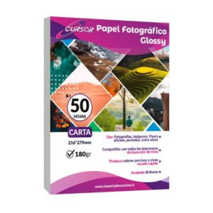 Papel Fotográfico CURSOR Glossy Carta 180g 50 Hojas