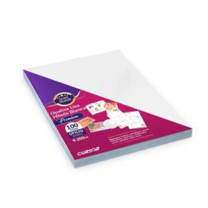 Papel Opalina CURSOR Hilada Blanca Oficio 200g 100 Hojas