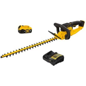 Cortasetos DEWALT 22", 20V, incluye batería 5Ah y cargador.