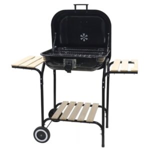 Parrilla a Carbón MR BEEF Negra, medidas 62x104 cm, materiales Acero/Madera.