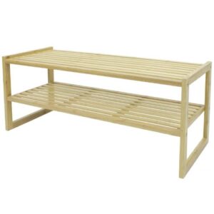 Zapatera de Bambú JUST HOME COLLECTION, 2 Niveles, medidas 71x29.5x280 cm, color Natural.