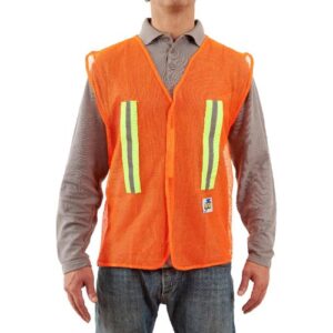 Chaleco de malla RFX naranjo, cintas reflectantes, talla única.