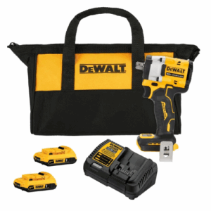 Llave de Impacto Atomic DEWALT 20V MAX 1/2" DCF922D2‑B2 Kit Con 2 Baterías 2 Ah, Cargador y Bolso de Traslado